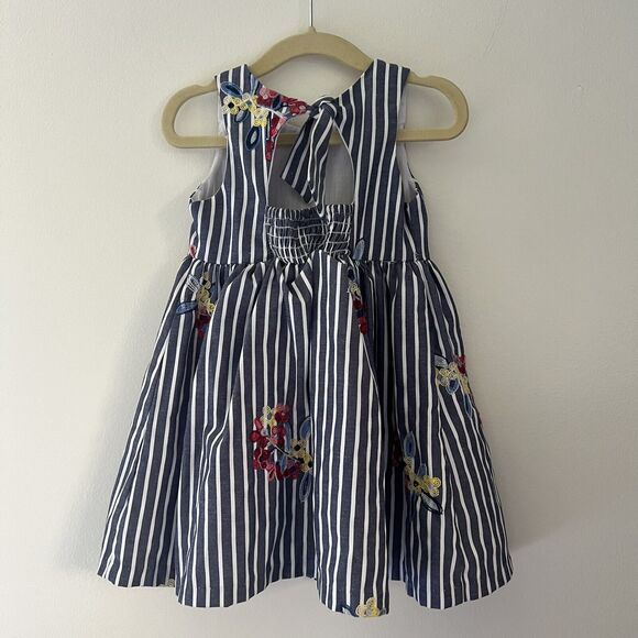 Rare Editions Baby Girl Striped Floral Embroidered Dress Size 24m‎ - Picture 3 of 5